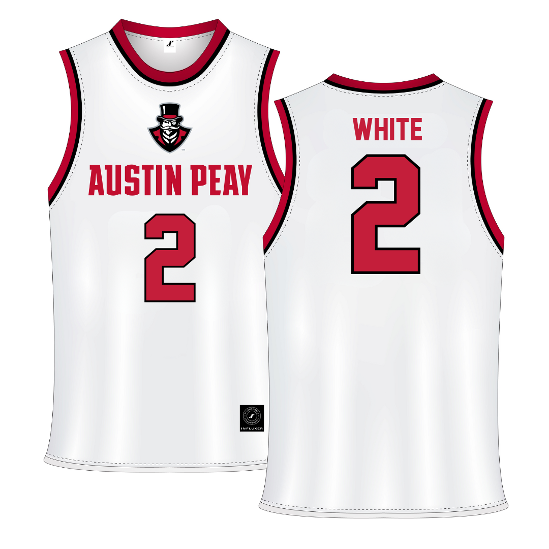 Austin Peay State University White Basketball Jersey - #2 Desmond White