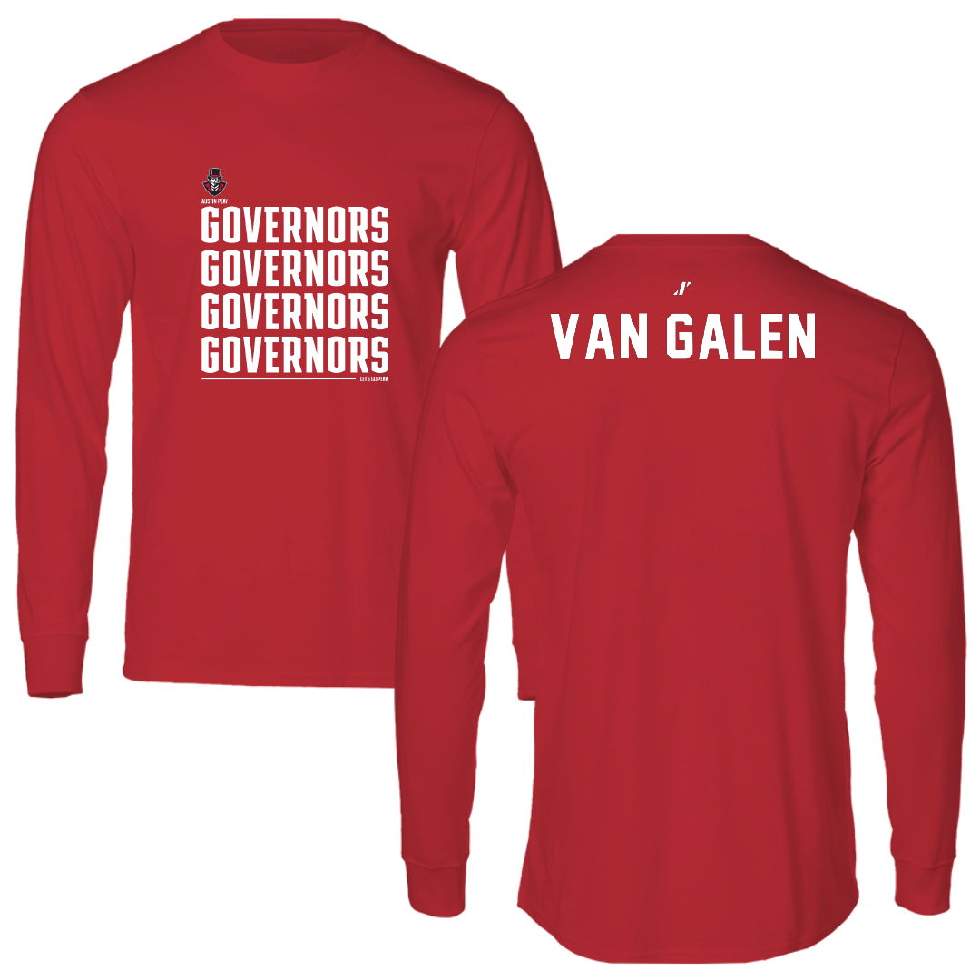 Austin Peay State University Tennis Red General Performance Long Sleeve - Bodi Van Galen
