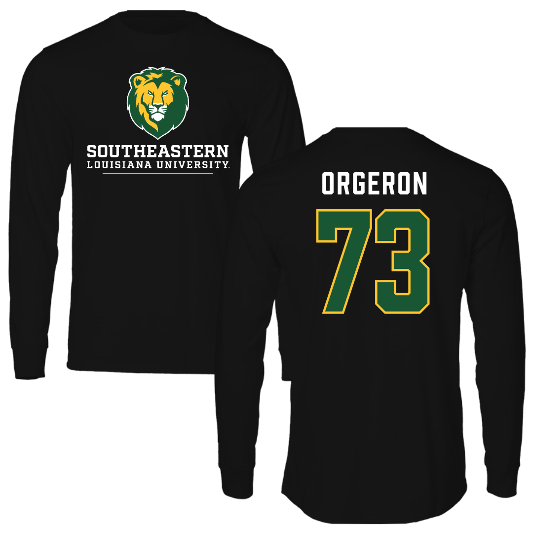 Southeastern Louisiana University Football Black Long Sleeve - #73 Jhy Orgeron
