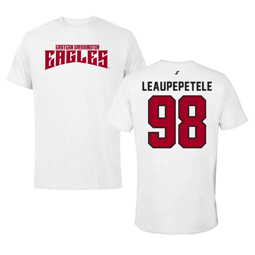 Eastern Washington University Football White Classic Tee - #98 Jirah Leaupepetele