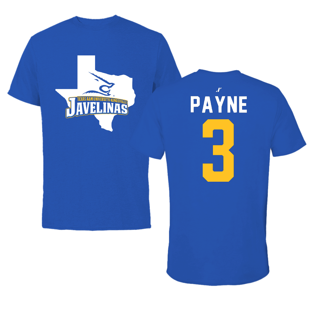 Texas A&M University-Kingsville Basketball Blue State Performance Tee - #3 Isaiah Payne