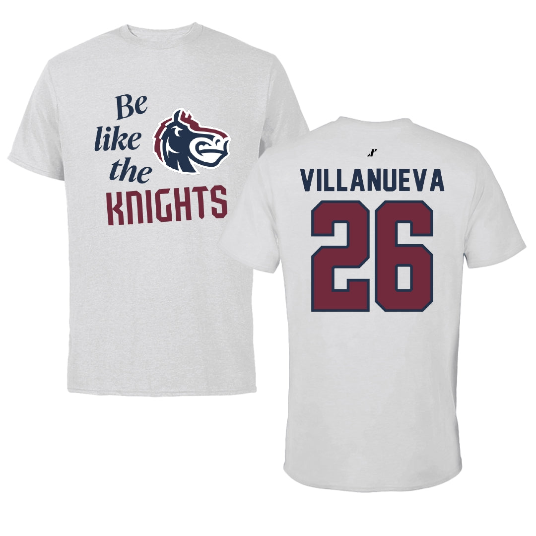 Fairleigh Dickinson University-Metropolitan Campus Soccer Light Gray Be Like Us Tee - #26 Emily Villanueva