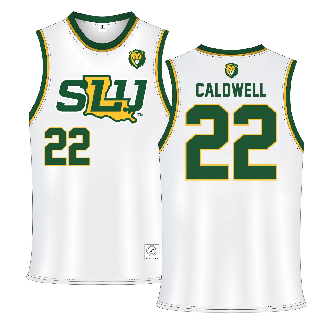 Southeastern Louisiana University White Basketball Jersey - #22 Nick Caldwell