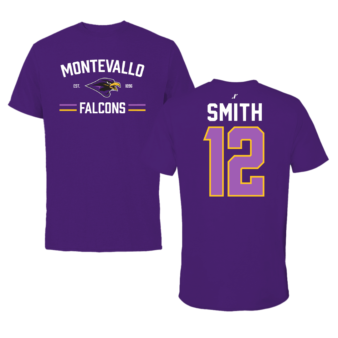 University of Montevallo Basketball Purple General Tee - #12 Luke Smith