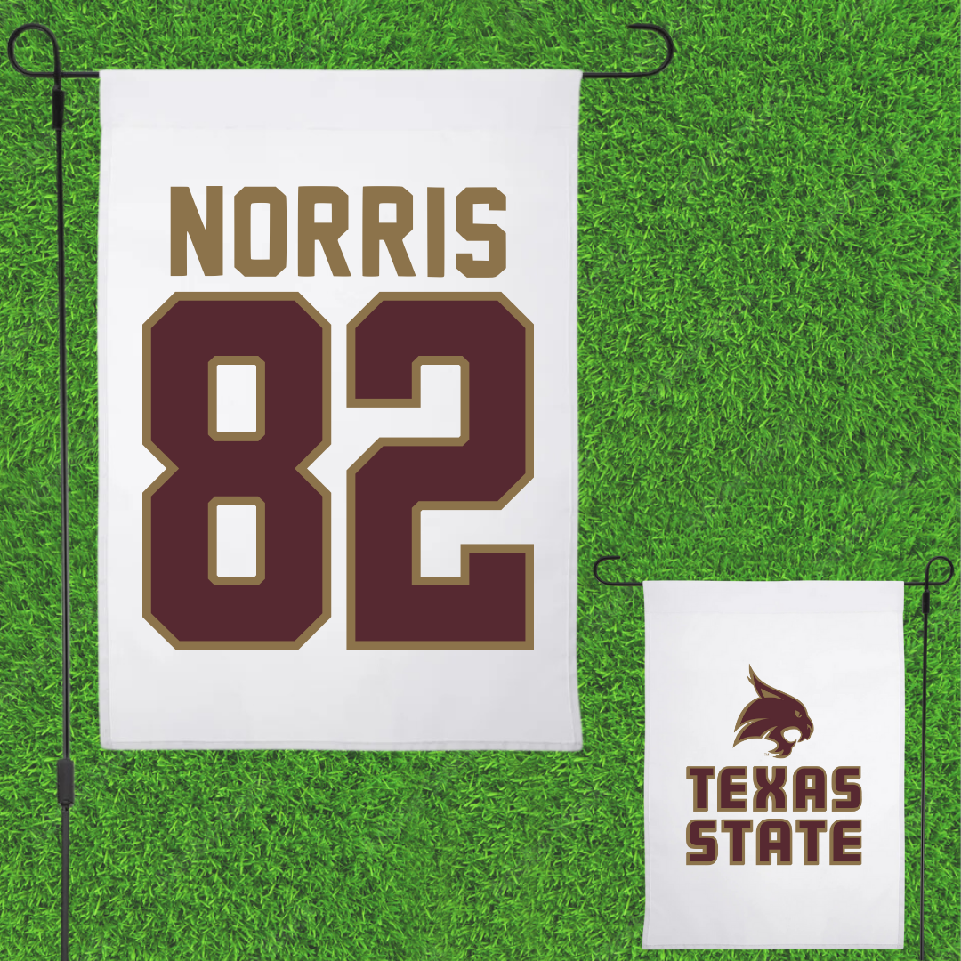 Texas State University Football White Garden Flag - #82 Isaac Norris