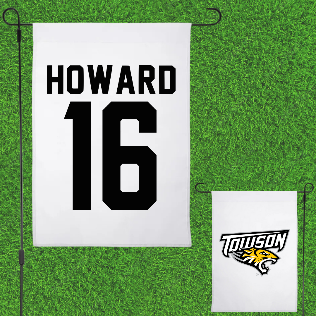 Towson University Field Hockey White Garden Flag - #16 Madisyn Howard