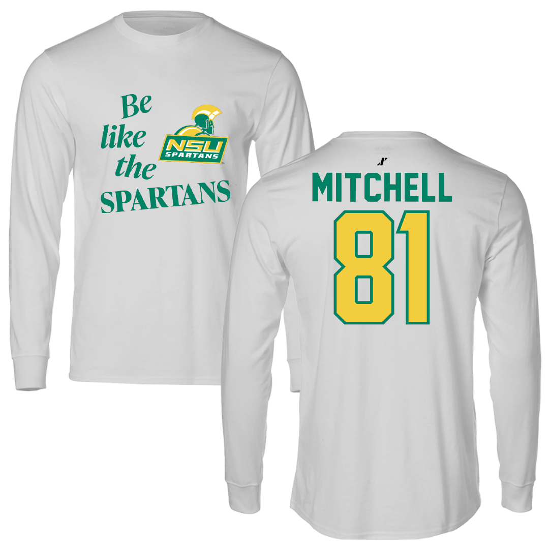 Norfolk State University Football Light Gray Be Like Us Performance Long Sleeve - #81 Elyjah Mitchell