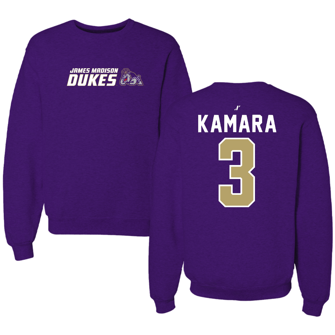 James Madison University Football Purple General Crewneck - #3 Mikail Kamara