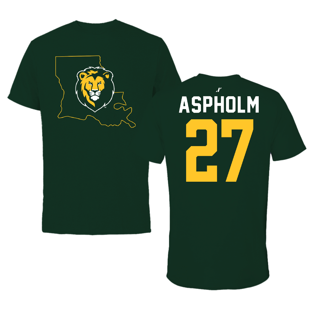 Southeastern Louisiana University Baseball Forest Green State Tee - #27 Dalton Aspholm