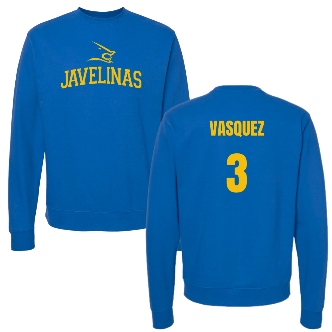 Texas A&M University-Kingsville Beach Volleyball Blue Crewneck - #3 Kalani Vasquez