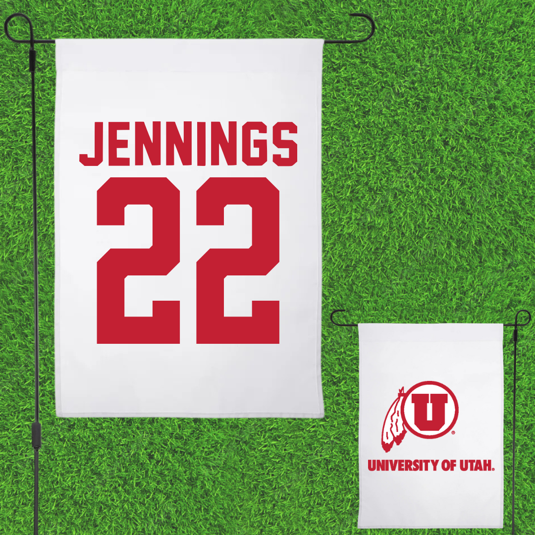 University of Utah Soccer White Garden Flag - #22 Kyla Jennings