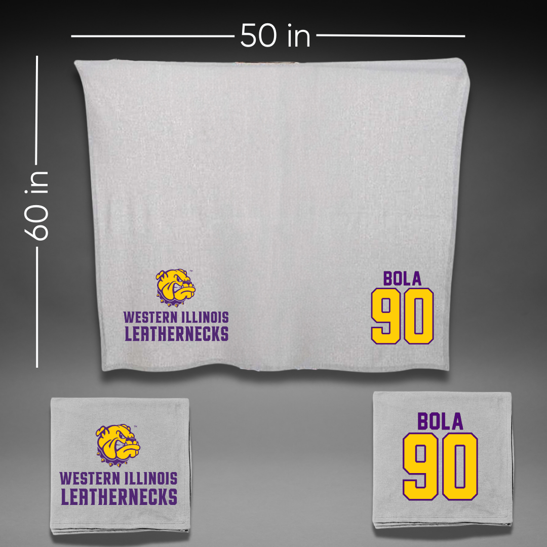 Western Illinois University Football Gray Blanket - #90 Mayo Bola