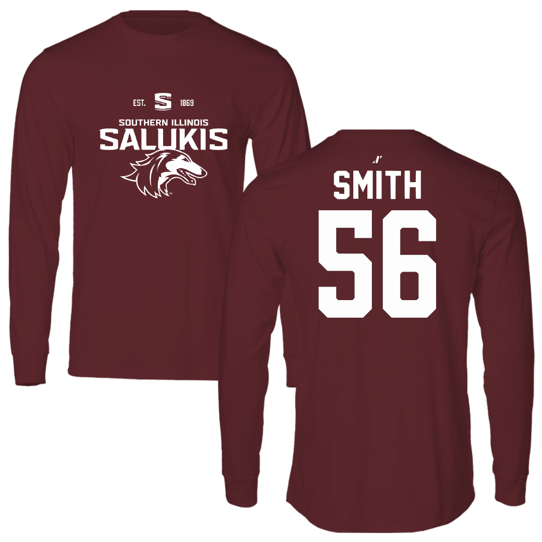 Southern Illinois University at Carbondale Football Maroon General Performance Long Sleeve - #56 Carmelo Smith
