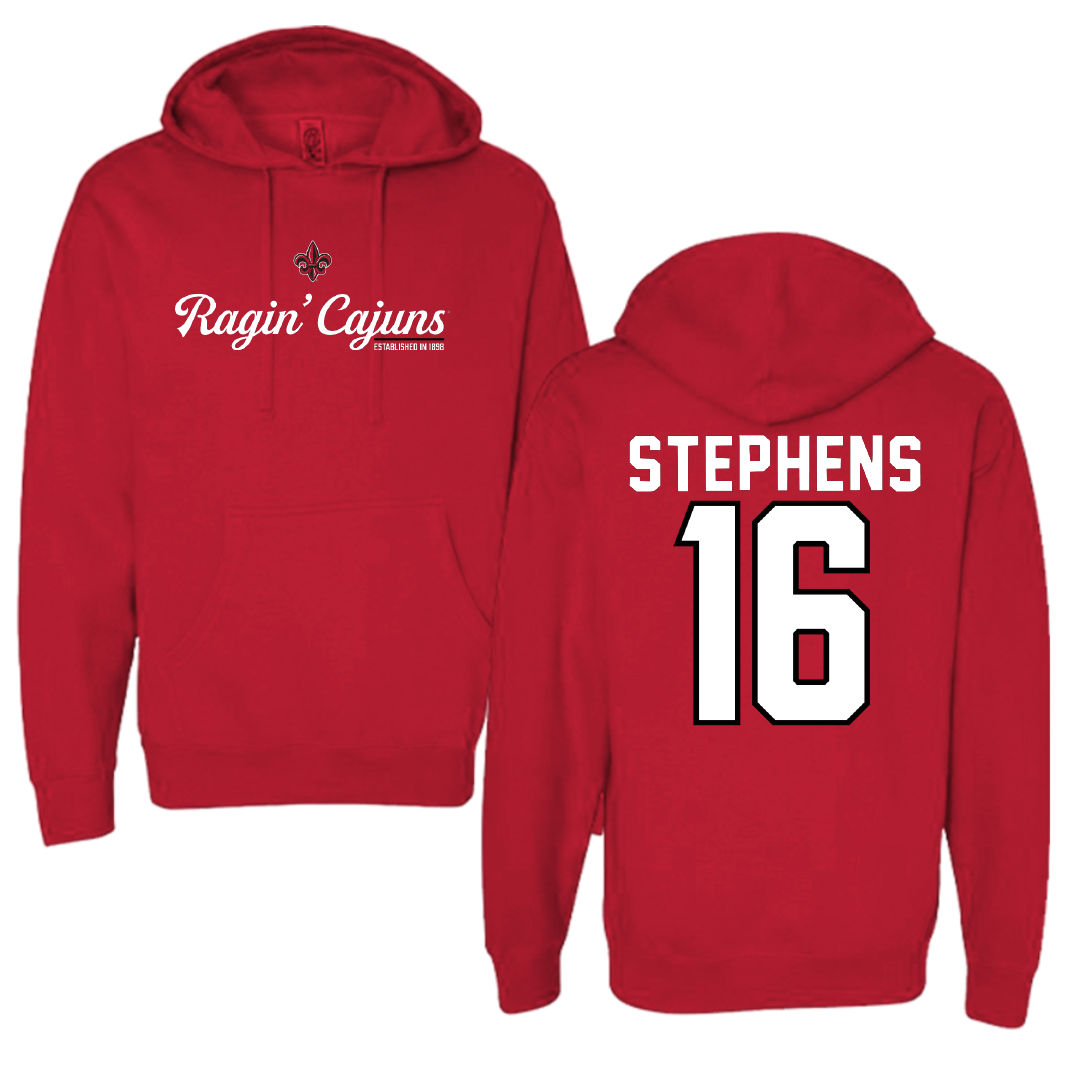University of Louisiana at Lafayette Soccer Red General Hoodie - #16 Sisley Stephens
