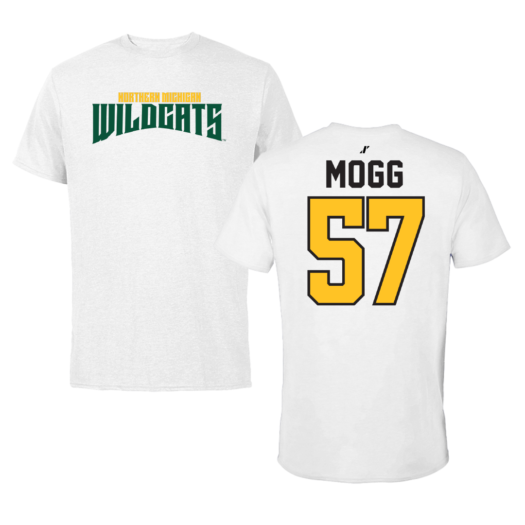 Northern Michigan University Football White Classic Tee - #57 Logan Mogg