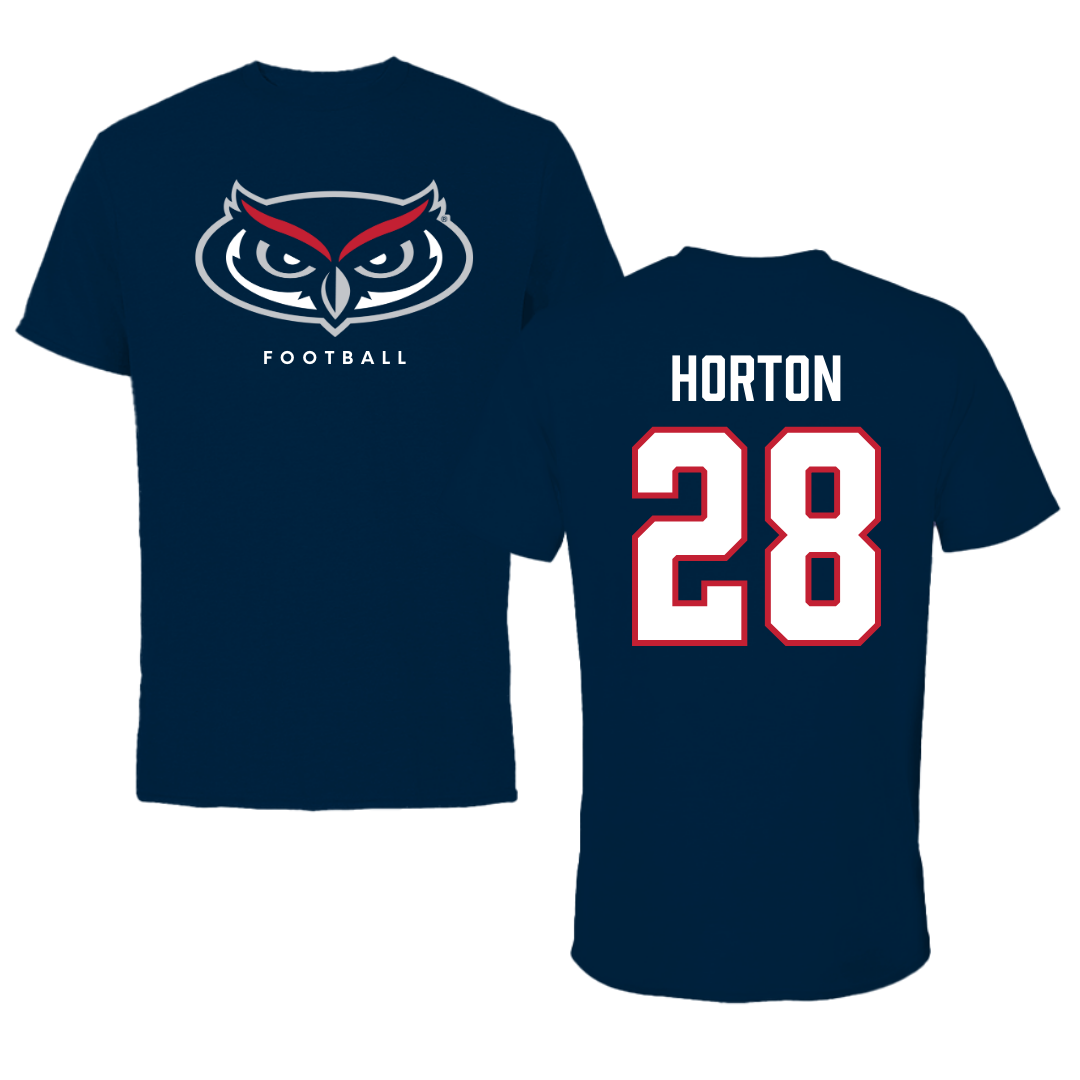 Florida Atlantic University Football Navy Mascot Performance Tee - #28 Zyere Horton