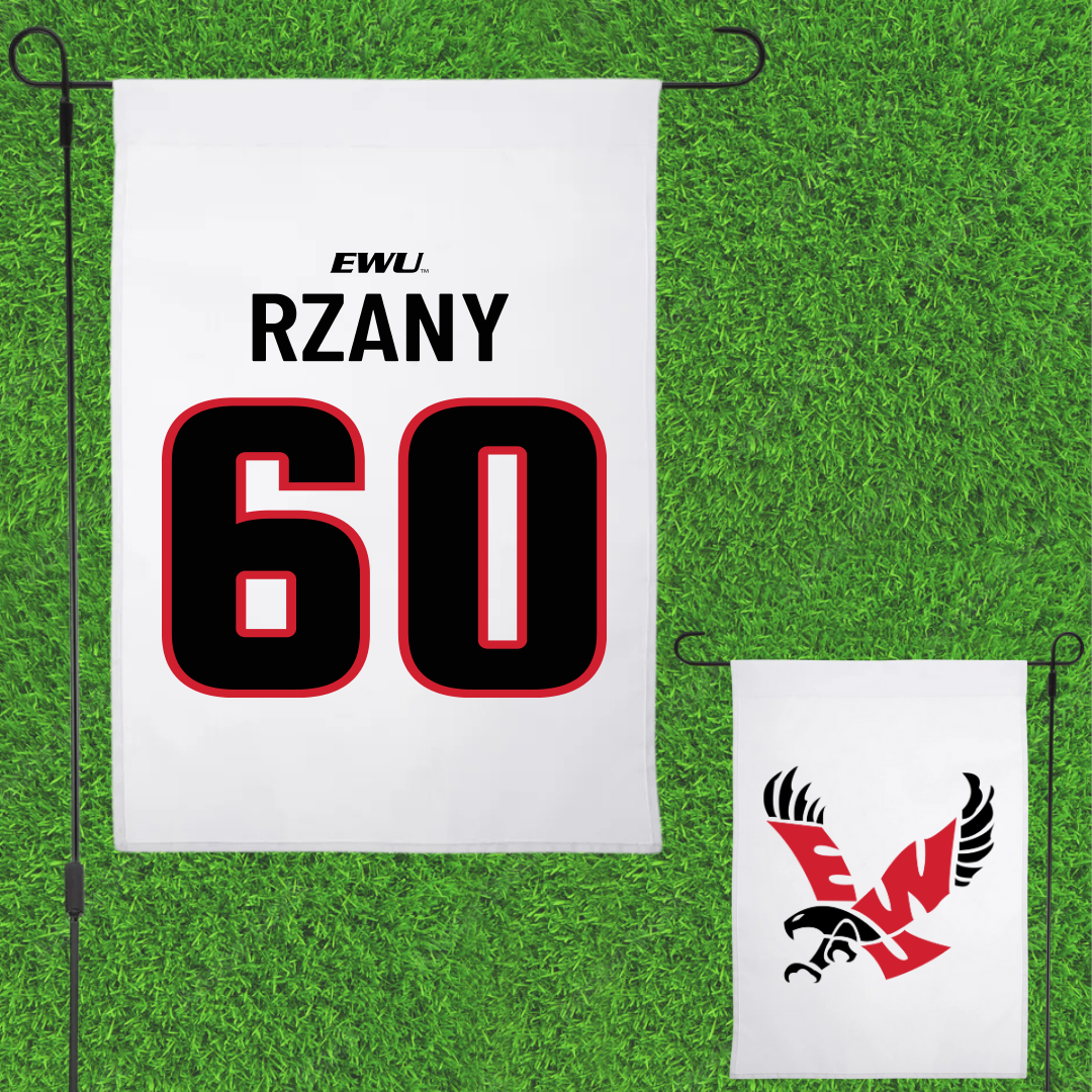 Eastern Washington University Football White Garden Flag - #60 Gabriel Rzany