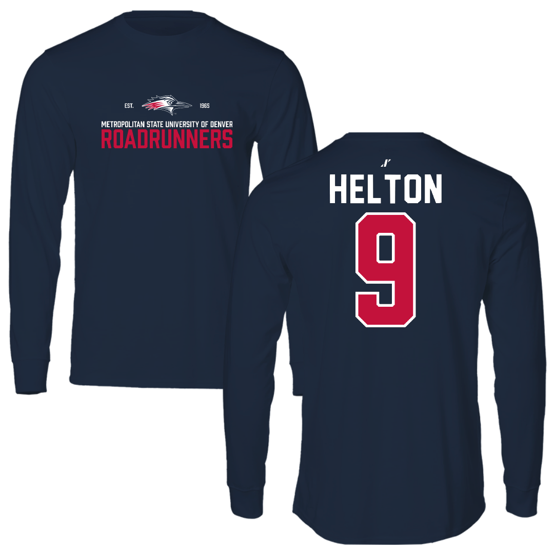 Metropolitan State University of Denver Baseball Navy General Performance Long Sleeve - #9 Brad Helton