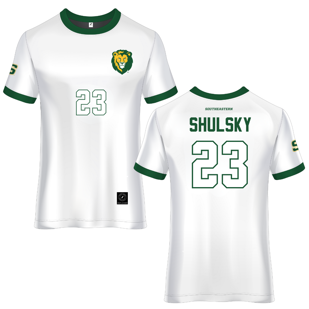 Southeastern Louisiana University White Soccer Jersey - #23 Kirsten Shulsky