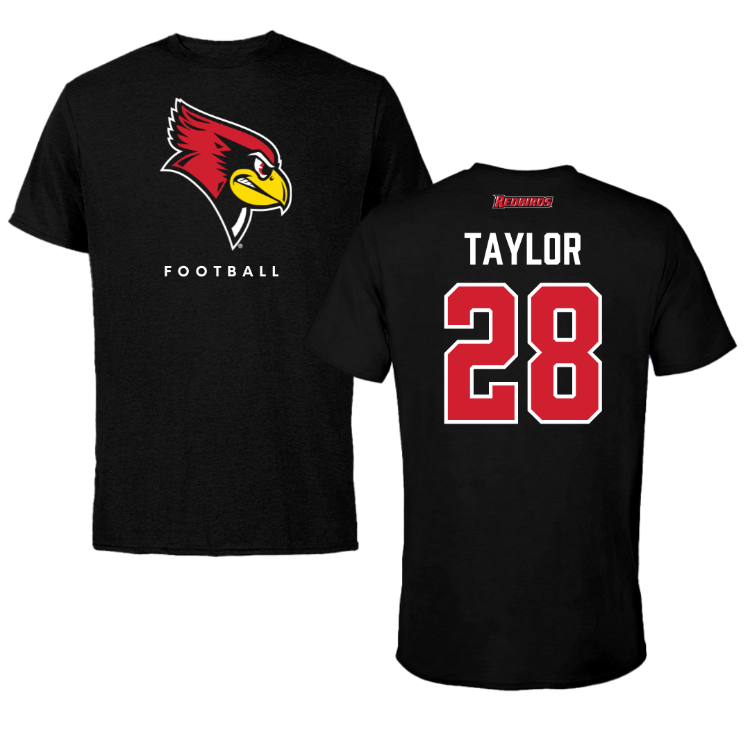 Illinois State University Football Black Performance Tee - #28 Chris Taylor