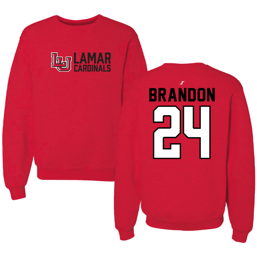 Lamar University Softball Red General Crewneck - #24 Trinity Brandon