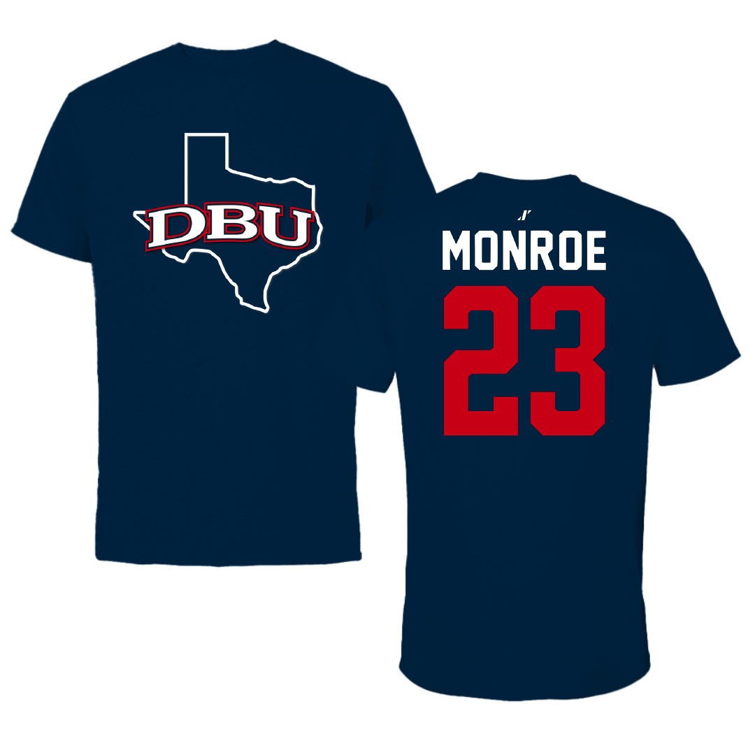 Dallas Baptist University Soccer Navy State Tee - #23 Mason Monroe