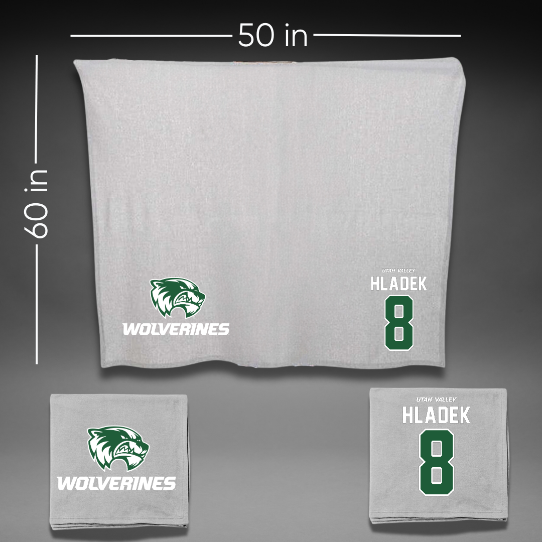 Utah Valley University Soccer Gray Blanket - #8 Ruby Hladek
