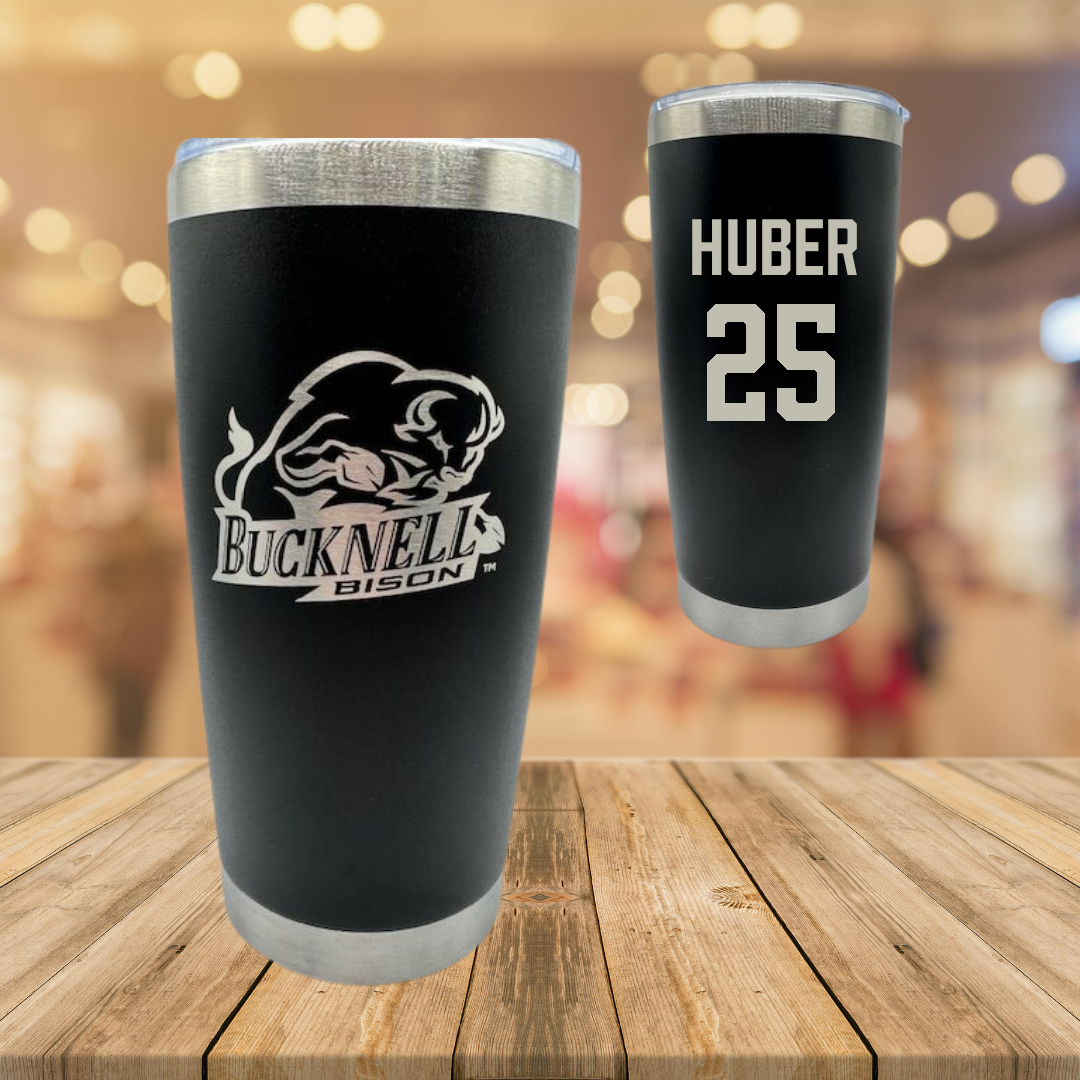 Bucknell University Lacrosse Black Stainless Steel Tumbler - #25 Hans Huber