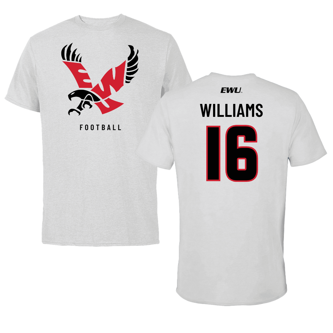 Eastern Washington University Football Light Gray Tee - #16 Miles Williams