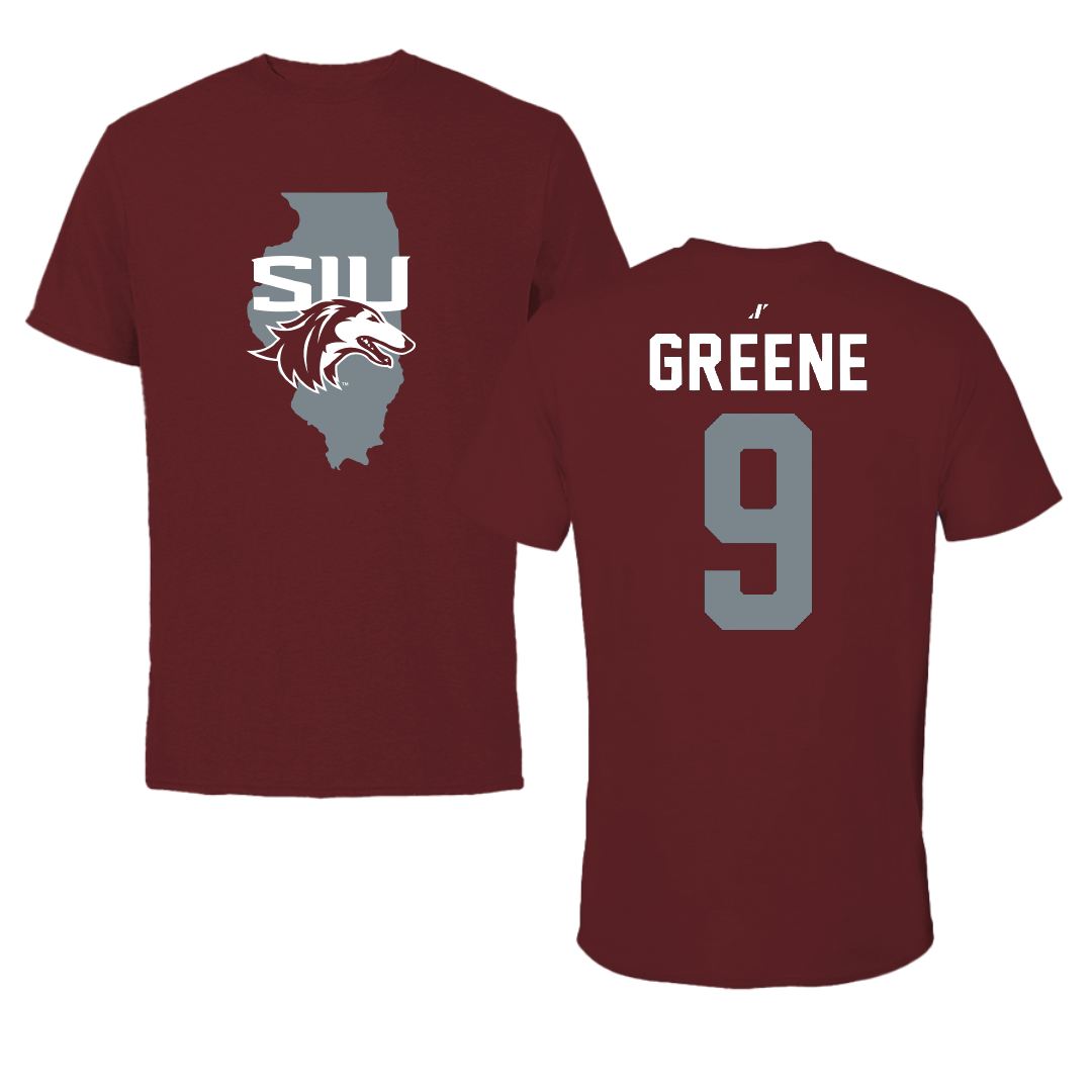 Southern Illinois University at Carbondale Football Maroon State Tee - #9 Dewey Greene