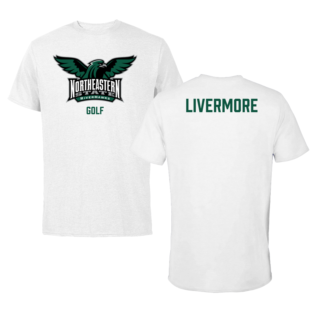 Northeastern State University Golf White Performance Tee - Will Livermore