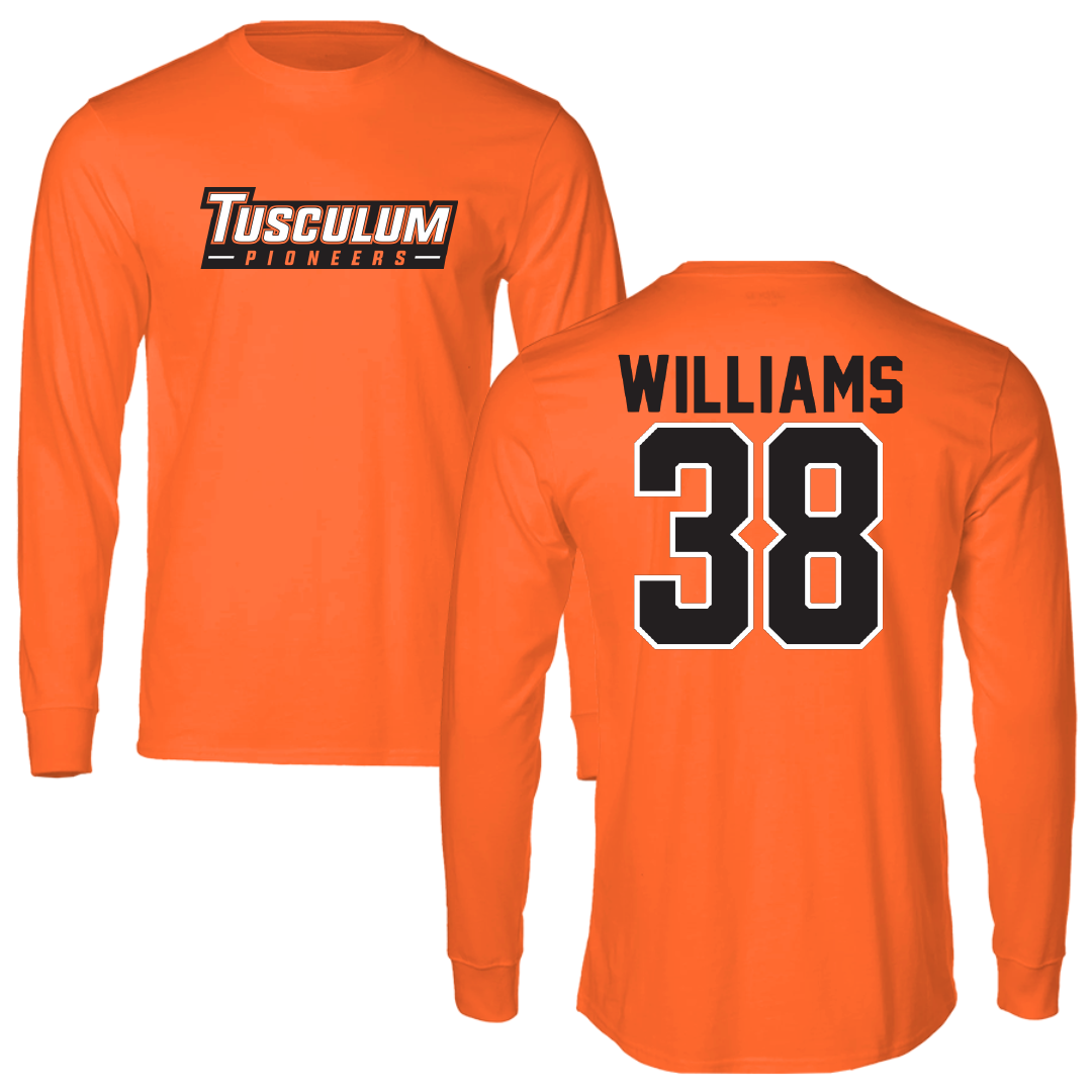 Tusculum University Football Orange Performance Long Sleeve - #38 Jeremiah Williams