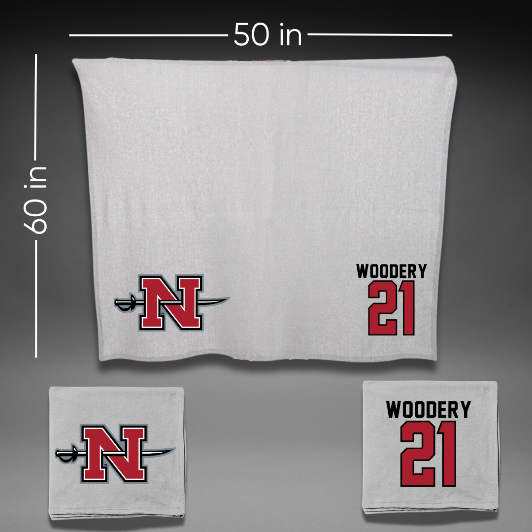Nicholls State University Football Gray Blanket - #21 Malik Woodery