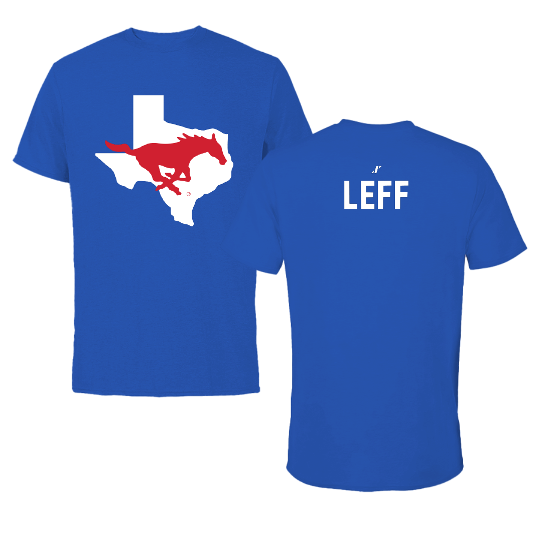 Southern Methodist University Football Blue State Performance Tee - #96 Josh Leff