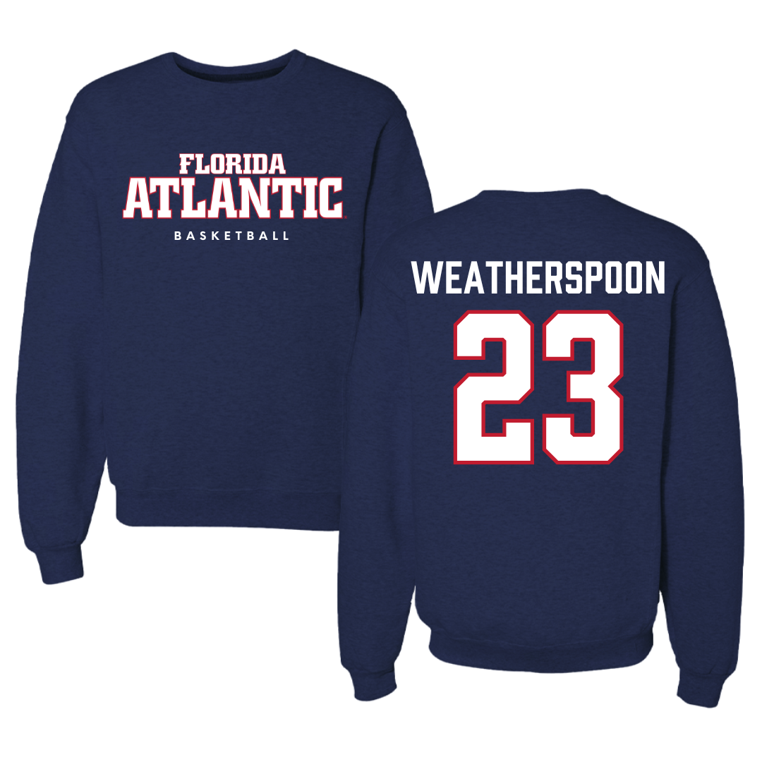 Florida Atlantic University Basketball Navy Crewneck - #23 Brandon Weatherspoon