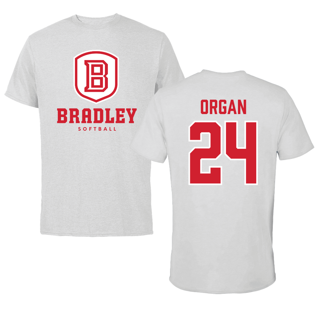 Bradley University Softball Gray Performance Tee - #24 Hannah Organ