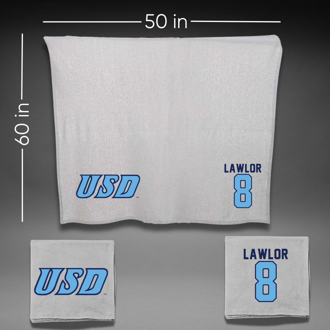 University of San Diego Football Gray Blanket - #8 Conor Lawlor