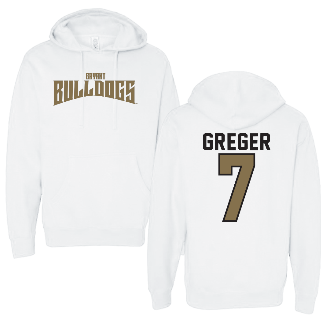 Bryant University Baseball White Classic Hoodie - #7 Gavin Greger