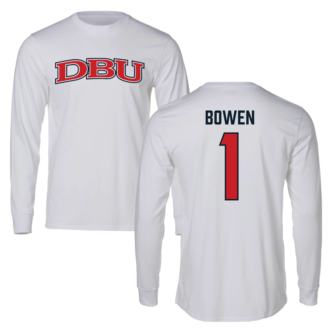 Dallas Baptist University Soccer White Performance Long Sleeve - #1 Breanna Bowen
