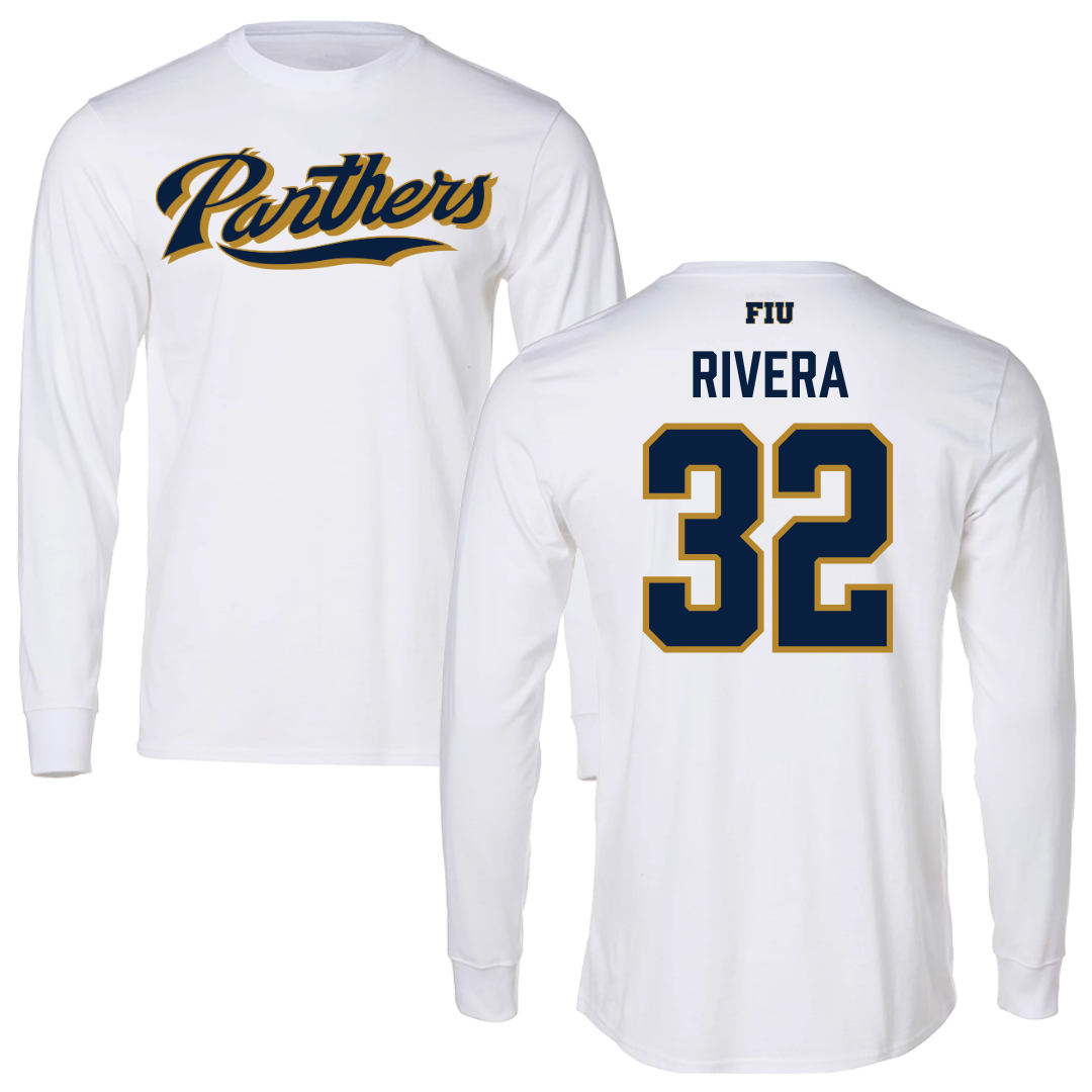 Florida International University Baseball White Panthers Long Sleeve - #32 Nelson Rivera