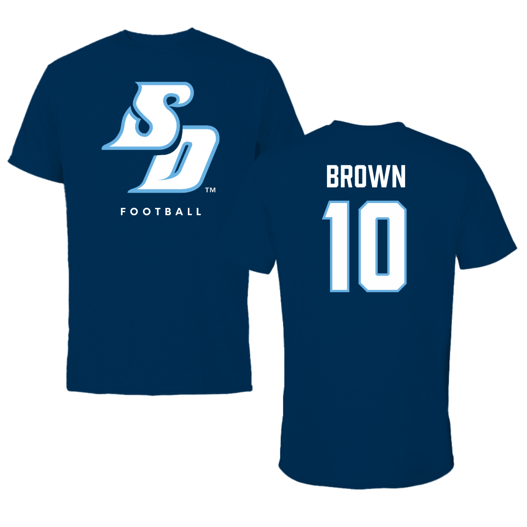 University of San Diego Football Navy Performance Tee - #10 Nathan Brown