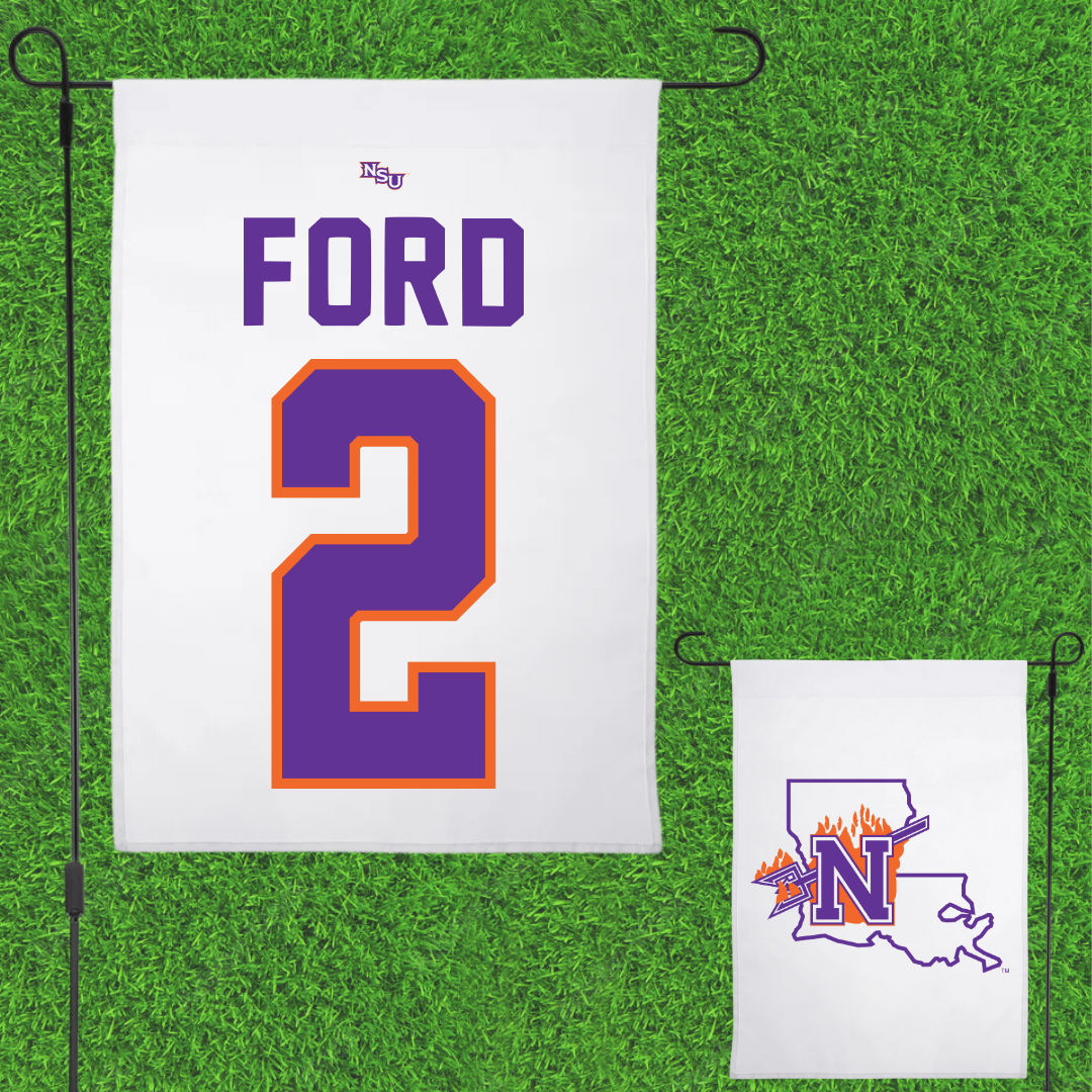 Northwestern State University Softball White Garden Flag - #2 Camryn Ford