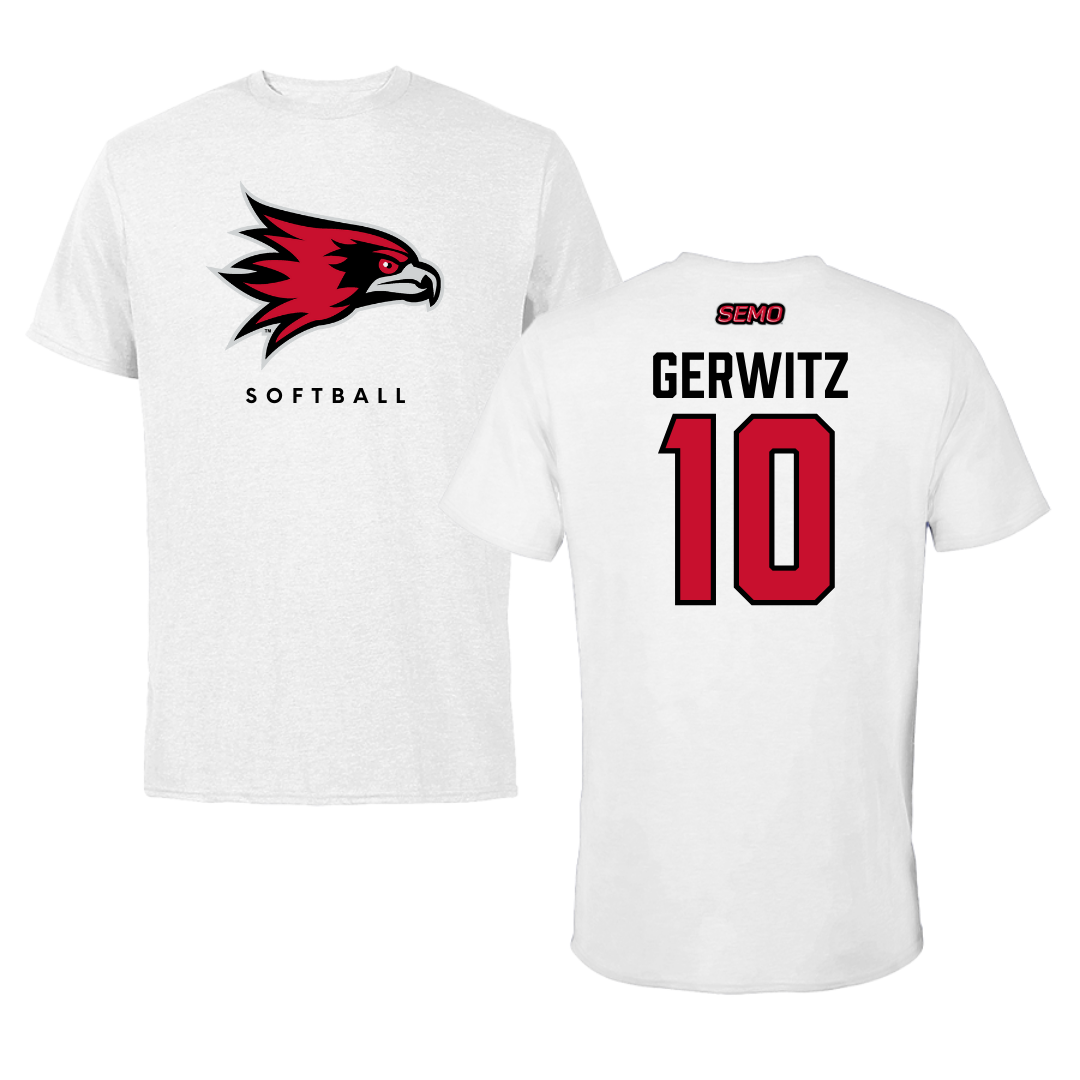 Southeast Missouri State University Softball White Performance Tee - #10 Tatum Gerwitz