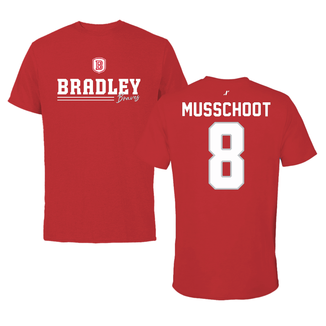 Bradley University Soccer Red General Tee - #8 Cohen Musschoot
