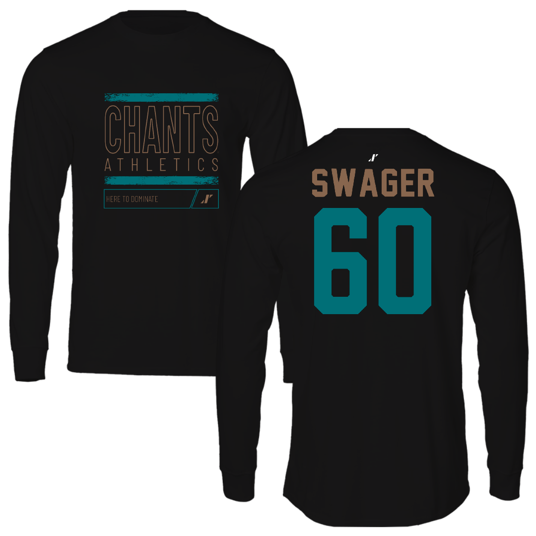 Coastal Carolina University Football Black Dominate Performance Long Sleeve - #60 Mike Swager