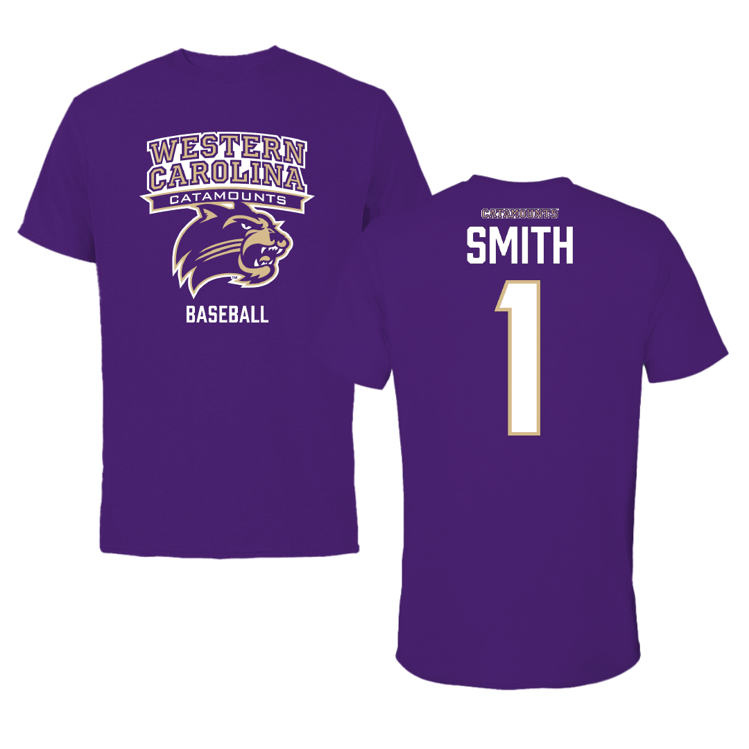 Western Carolina University Baseball Purple Tee - #1 Elijah Smith