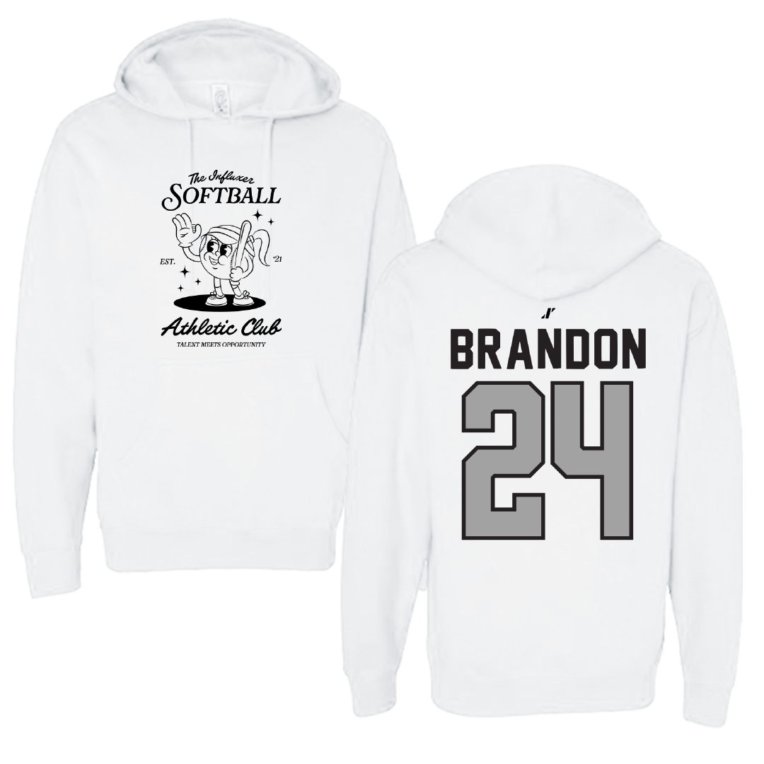 Softball White Influxer Athletic Club Hoodie - #24 Trinity Brandon