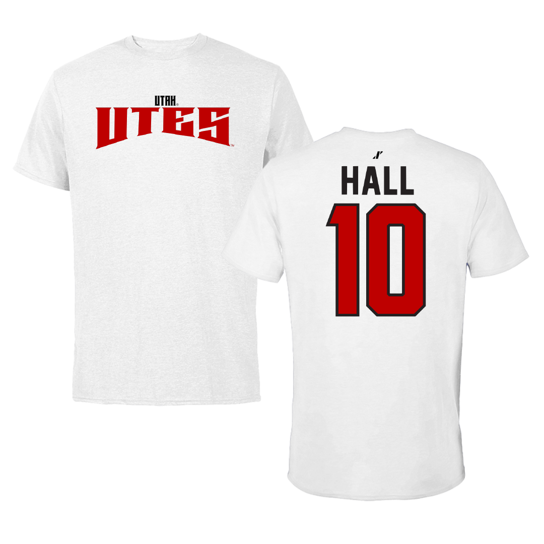 University of Utah Football White Classic Performance Tee - #10 Johnathan Hall