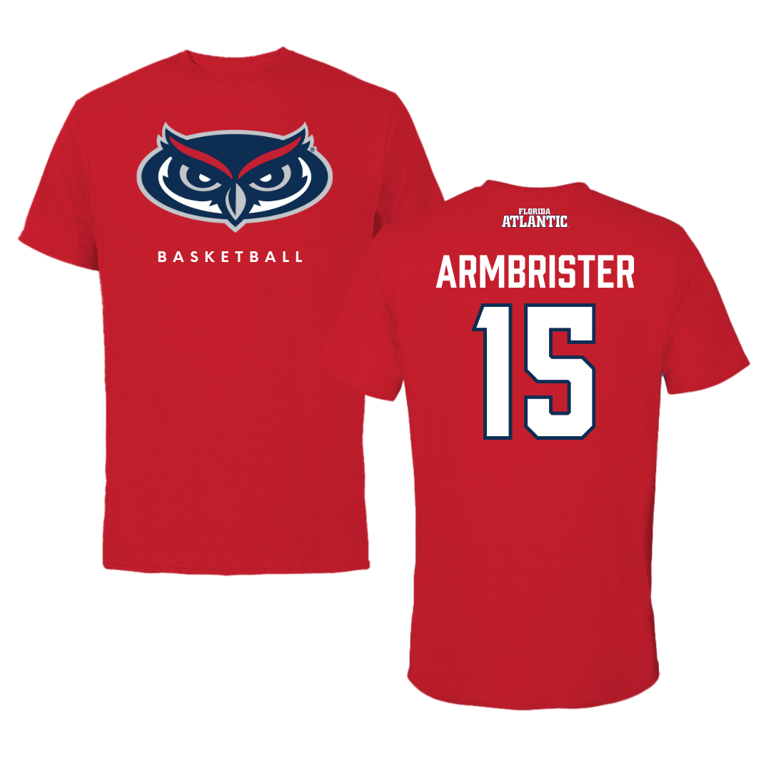 Florida Atlantic University Basketball Red Jersey Tee - #15 Kayana Armbrister