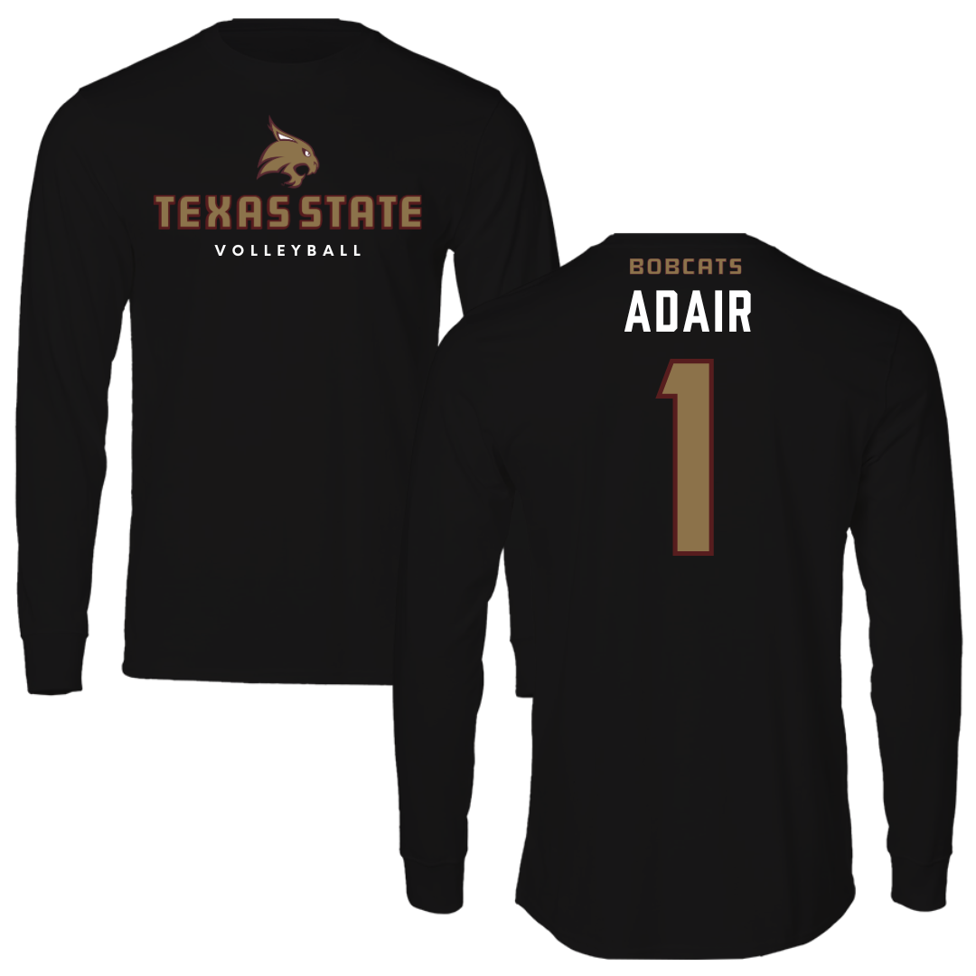 Texas State University Volleyball Black Performance Long Sleeve - #1 Ally Adair